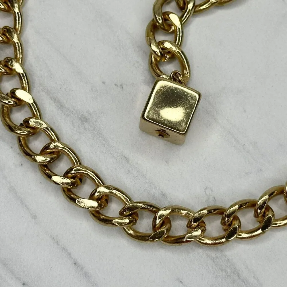 Cream Woven Gold Tone Metal Chain Link Belt One Size ✨